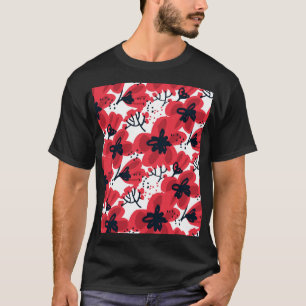 Bloesemrood: Abstract handgetekend patroon. T-shirt