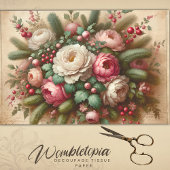  bloesems Antiek Roze & Wit Kerst Tissuepapier