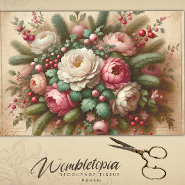  bloesems Antiek Roze & Wit Kerst Tissuepapier