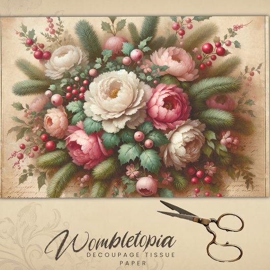  bloesems Antiek Roze & Wit Kerst Tissuepapier