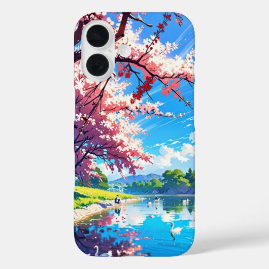 Bloesems bij het meer - Dreamy Anime Spring Case-Mate iPhone Case (Achterkant)