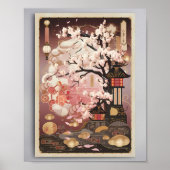 Bloesems bij zonsondergang: een rustige Japanse av Poster (Voorkant)