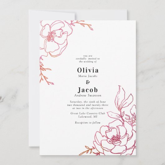 Bloesems Bloemen Bloemen Bruiloft Ontwerp Kaart (Voorkant)