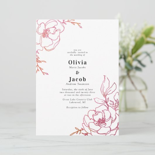 Bloesems Bloemen Bloemen Bruiloft Ontwerp Kaart (Staand voorkant)