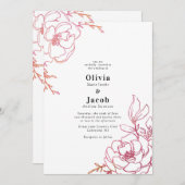 Bloesems Bloemen Bloemen Bruiloft Ontwerp Kaart (Voorkant / Achterkant)