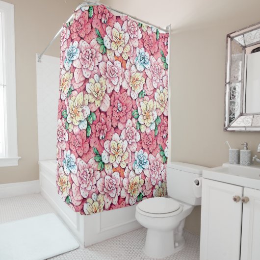 Bloesems douchegordijn (In situ)