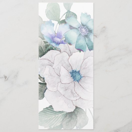 Bloesems en Bessen Bloemen Menu Blauwgroen D476 (Achterkant)