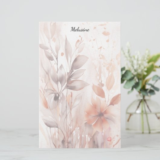 Bloesems en bladeren briefpapier (Staand voorkant)