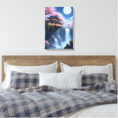 Bloesems en maanlicht water canvas afdruk (Insitu (Slaapkamer))
