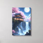 Bloesems en maanlicht water canvas afdruk (Voorkant)