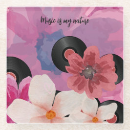 Bloesems en Vinyl Glazen Onderzetter