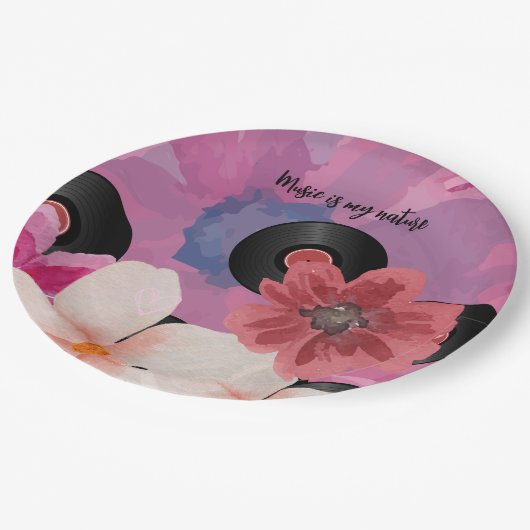 Bloesems en Vinyl Papieren Bordje (Gekanteld)