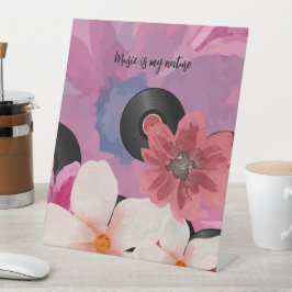 Bloesems en Vinyl Reclamebord Met Voetstuk
