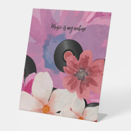 Bloesems en Vinyl Reclamebord Met Voetstuk
