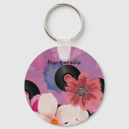 Bloesems en Vinyl Sleutelhanger