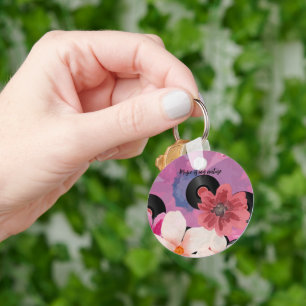 Bloesems en Vinyl Sleutelhanger