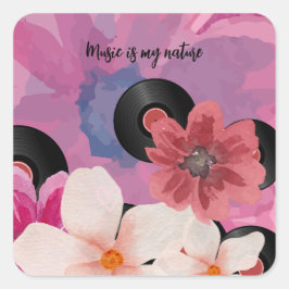 Bloesems en Vinyl Vierkante Sticker
