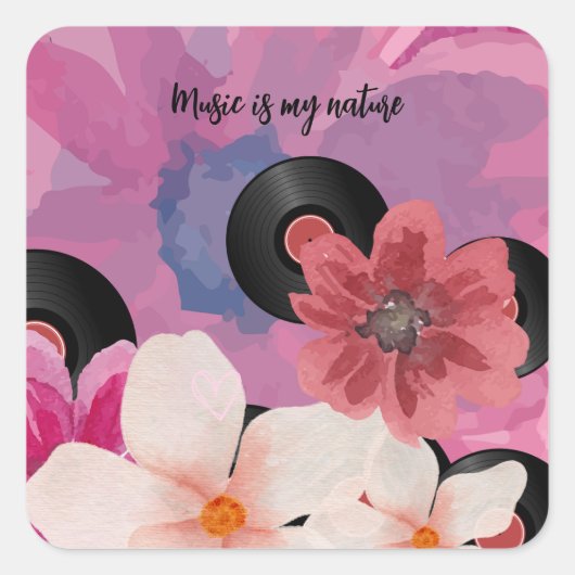 Bloesems en Vinyl Vierkante Sticker (Voorkant)