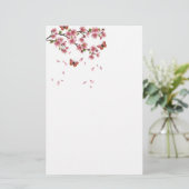 Bloesems en vlinders briefpapier (Staand voorkant)