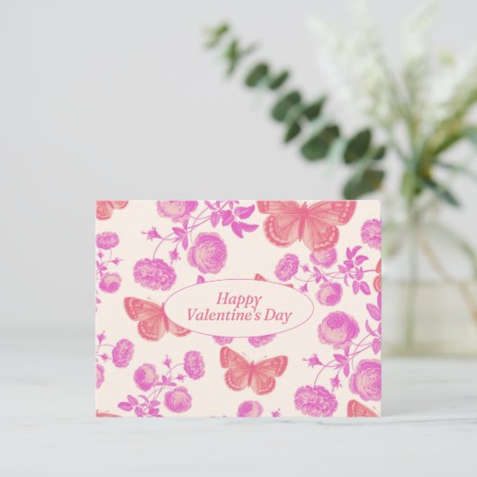  bloesems en vlinders Valentijnsdag Feestdagenkaart (Staand voorkant)