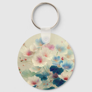 Bloesems in bloei – Zachte pastel botanische kunst Sleutelhanger