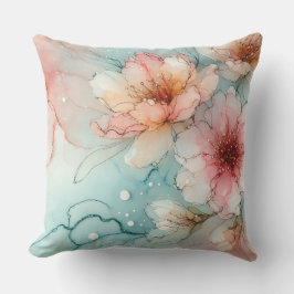 Bloesems in Bloom: een Abstract alcoholinktontwerp Buitenkussen