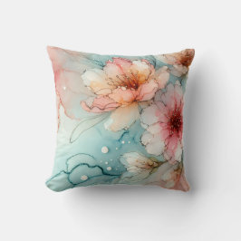 Bloesems in Bloom: een Abstract alcoholinktontwerp Kussen