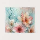 Bloesems in Bloom: een Abstract alcoholinktontwerp Wandkleed (Voorkant (horizontaal))