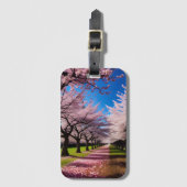 Bloesems in Bloom: Rijen van kersenbomen in de len Bagagelabel (Voorkant (verticaal))