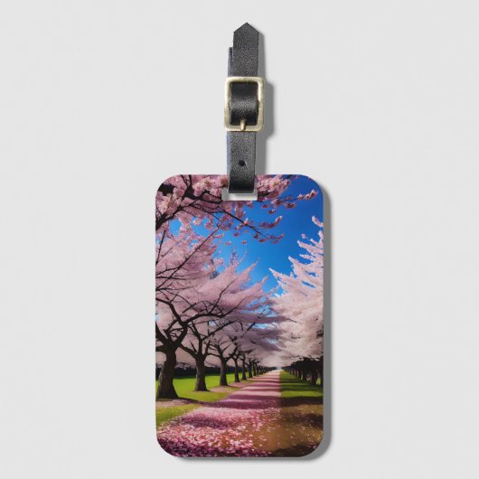 Bloesems in Bloom: Rijen van kersenbomen in de len Bagagelabel (Voorkant (verticaal))