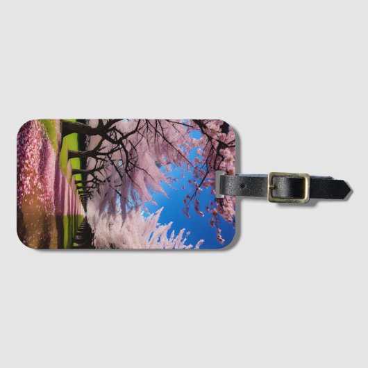 Bloesems in Bloom: Rijen van kersenbomen in de len Bagagelabel (Voorkant (horizontaal))