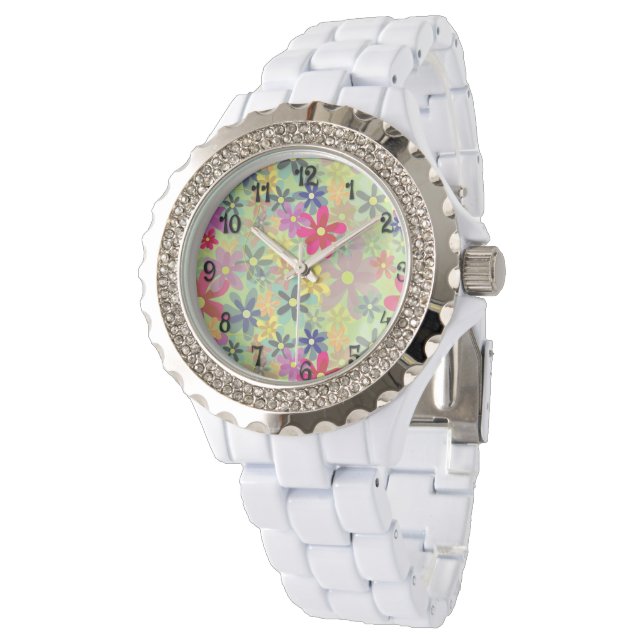 Bloesems in Bloom Watch (met cijfers) Horloge (Gekanteld)