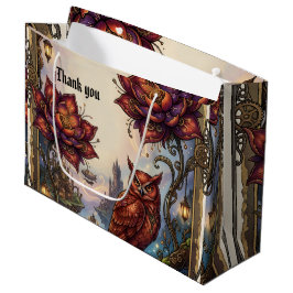 Bloesems in dieprood & Mystieke Uil. Groot Cadeauzakje