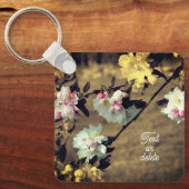 bloesems in Sepia flower gepersonaliseerd Sleutelhanger (Voorkant)