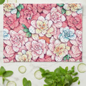 Bloesems keukenhanddoek (Gevouwen)