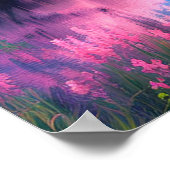 Bloesems op Blauw, Sakura Bomen aan de rivier Poster (Hoek)