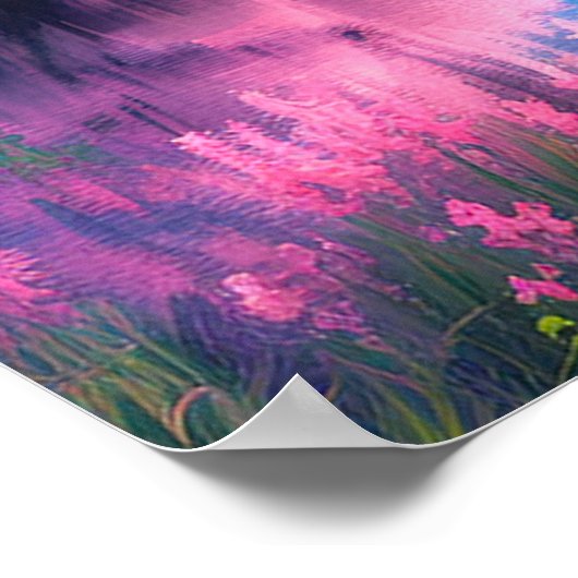 Bloesems op Blauw, Sakura Bomen aan de rivier Poster (Hoek)