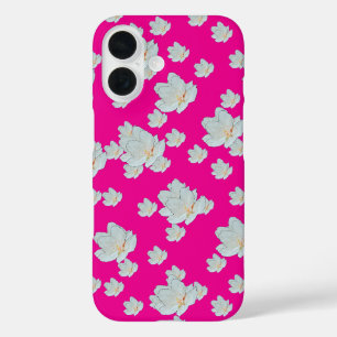 Bloesems op Hot Pink iPhone 16 Hoesje