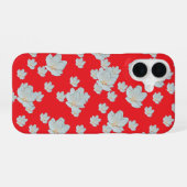 Bloesems op rood iPhone 16 hoesje (Achterkant horizontaal)