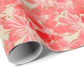 Bloesems van de Bloem van de pastelkleur de Rode Cadeaupapier (Rol Hoek)