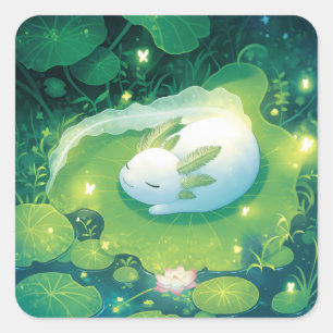 Bloesems van de vijver Axolotl Tuin Vierkante Sticker
