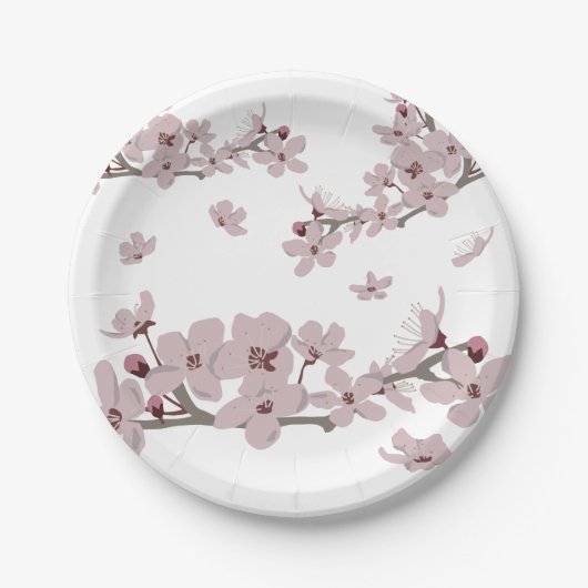 Bloesems van kersebloesem drijvende bloemen papieren bordje (Voorkant)