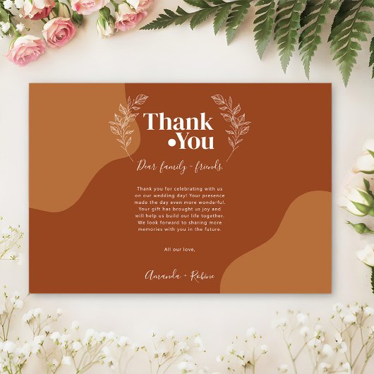 Bloesems van Liefde: Eenvoudige Abstracte Bladeren Bedankkaart