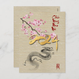 Bloesems Vietnamees Nieuwjaar van de Draak VHPostC Feestdagenkaart