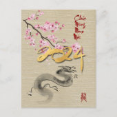 Bloesems Vietnamees Nieuwjaar van de Draak VHPostC Feestdagenkaart (Voorkant)