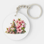 Bloesems Waterverf Garden Gnome Sleutelhanger (Achterkant)