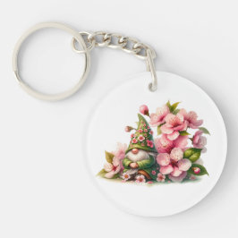 Bloesems Waterverf Garden Gnome Sleutelhanger