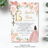 Bloesemvlinders Quinceañera Prayer Kaart