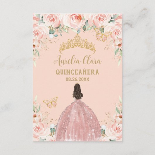 Bloesemvlinders Quinceañera Prayer Kaart (Achterkant)