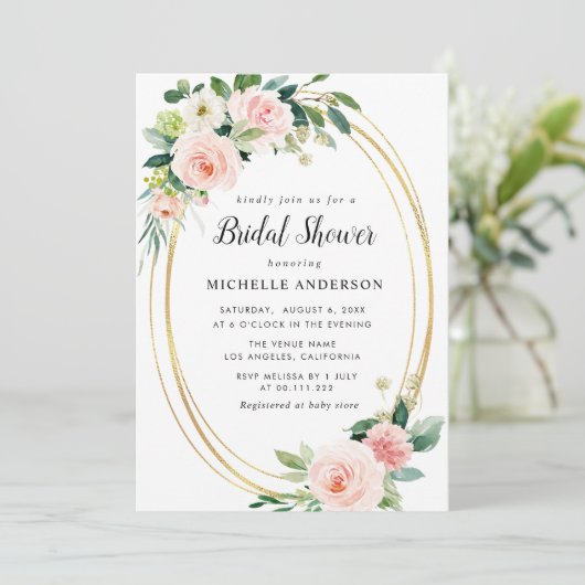 bloesse bridale douche uitnodiging (Staand voorkant)